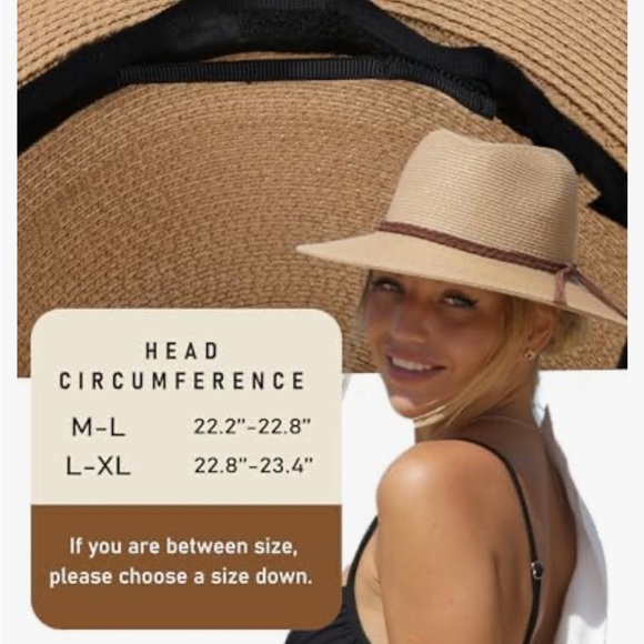 Furtalk Fedora Foldable Packable Straw Beach Sun Hat Women Size L - Picture 13 of 13